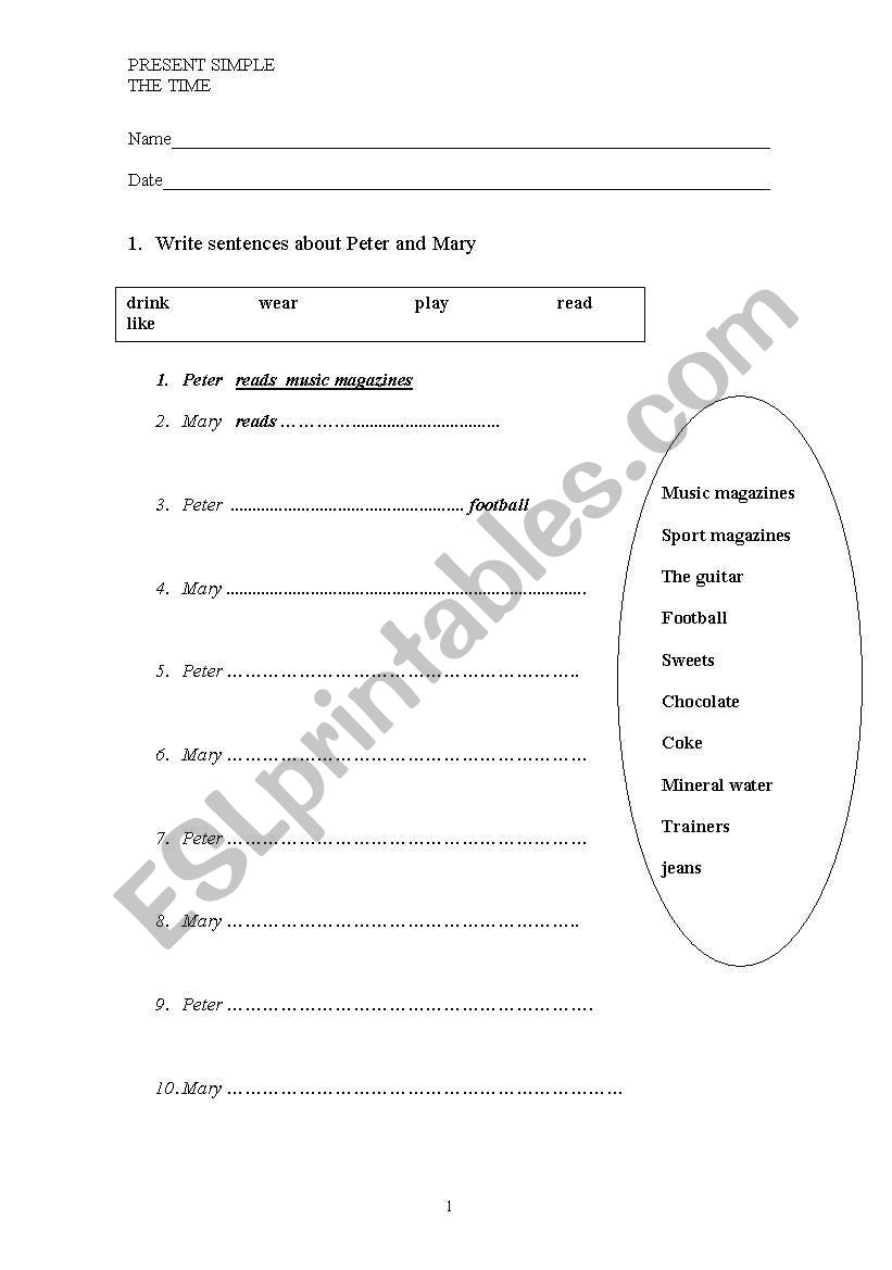 English test (present simple and the time)