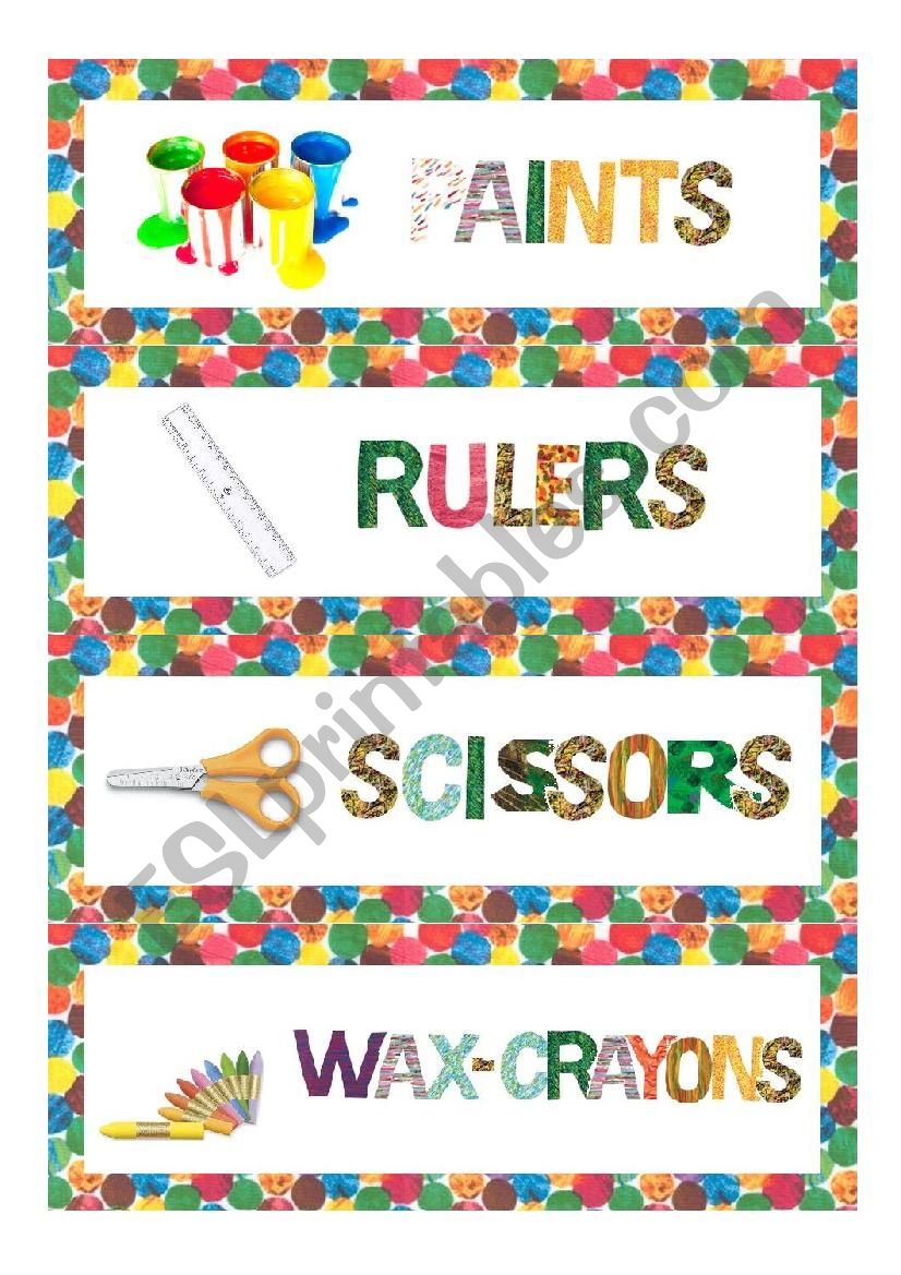 Eric Carle classroom labels worksheet