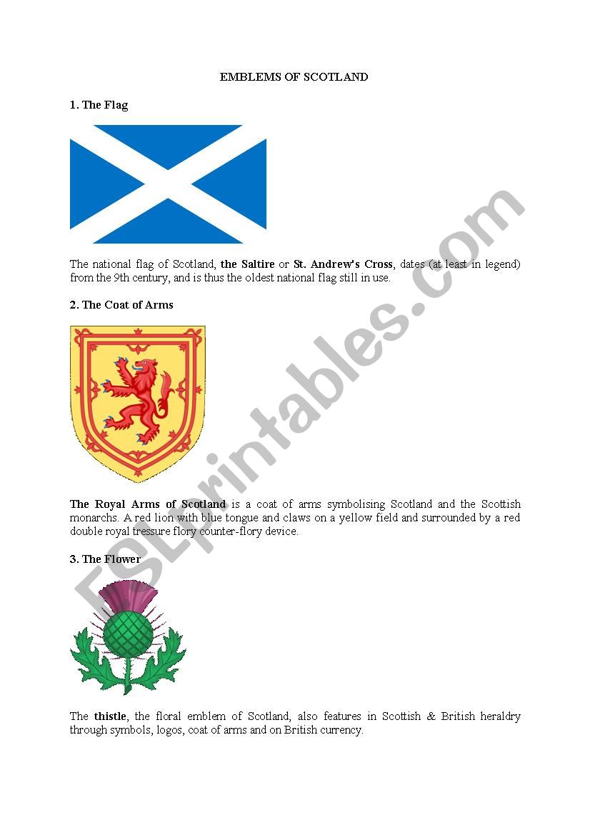 Emblems of Scotland worksheet