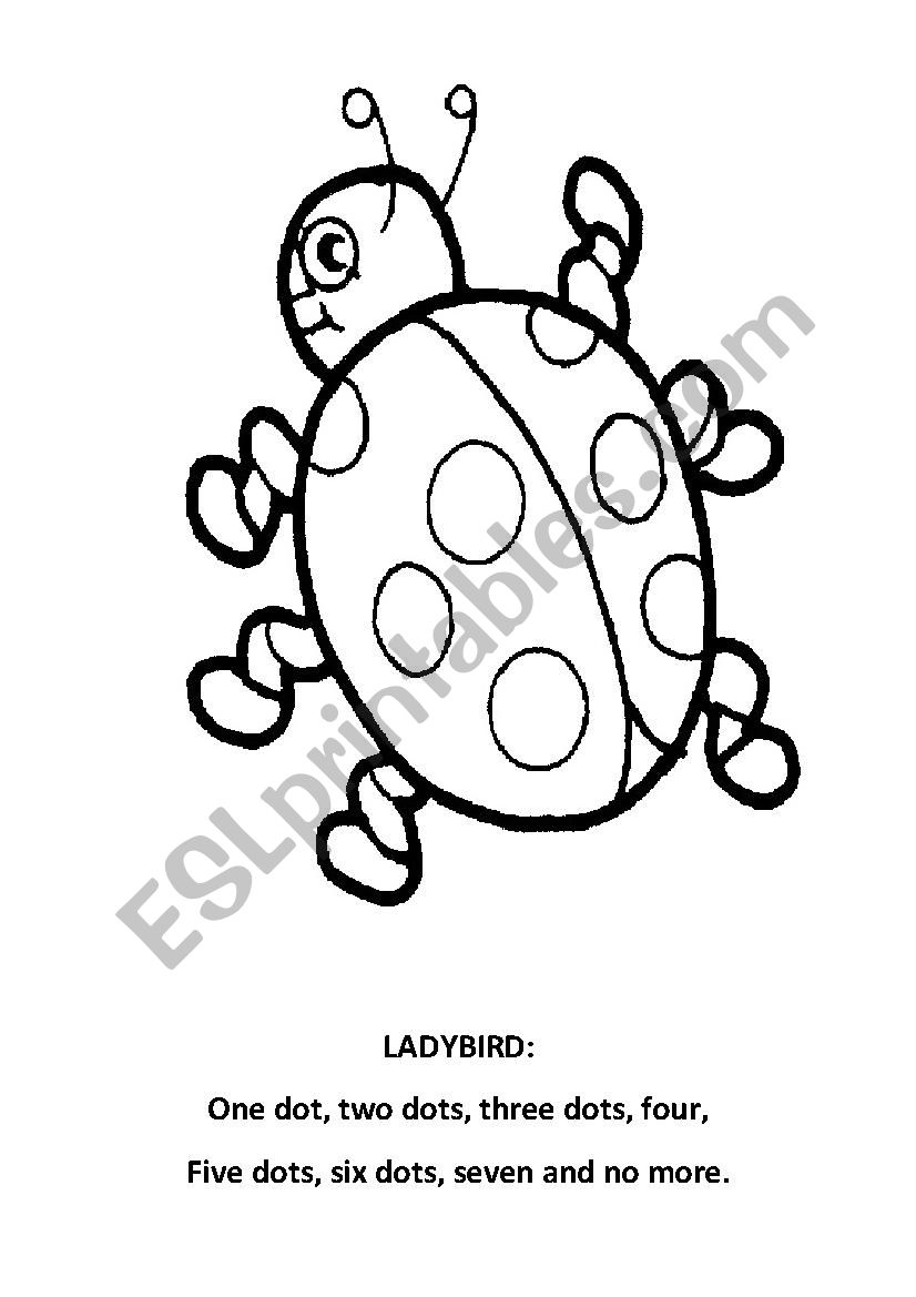 Ladybird rhyme and colour worksheet