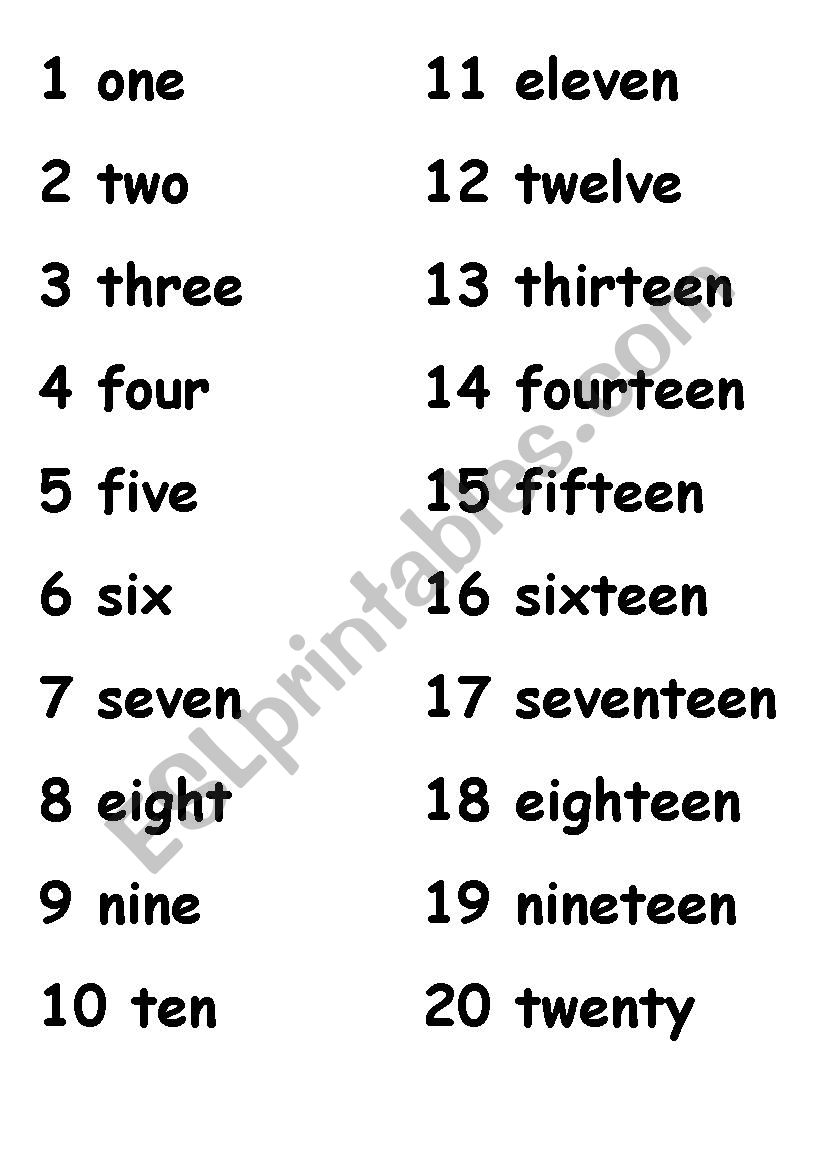 numbers 1-20 worksheet
