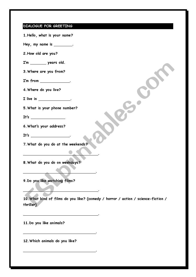 greeting conversation worksheet