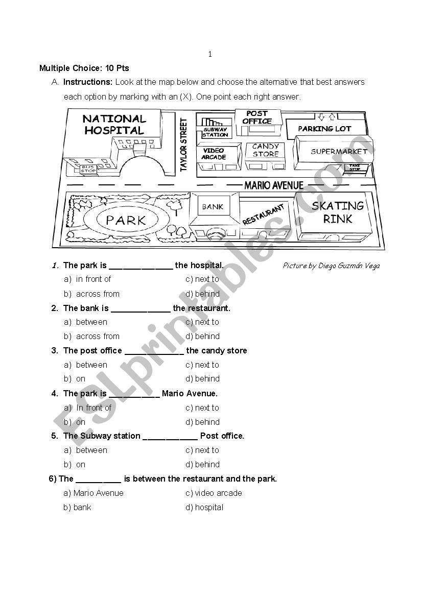 Preposition of Places worksheet