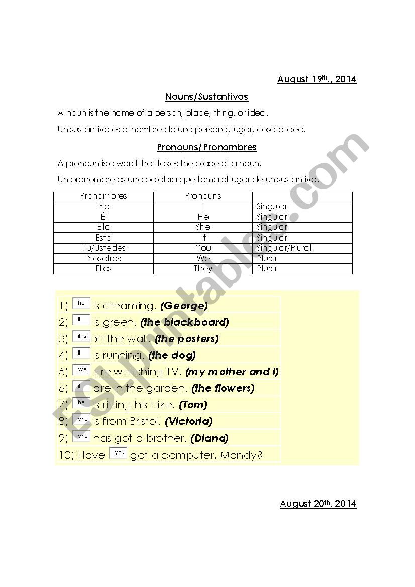 verb to be worksheet