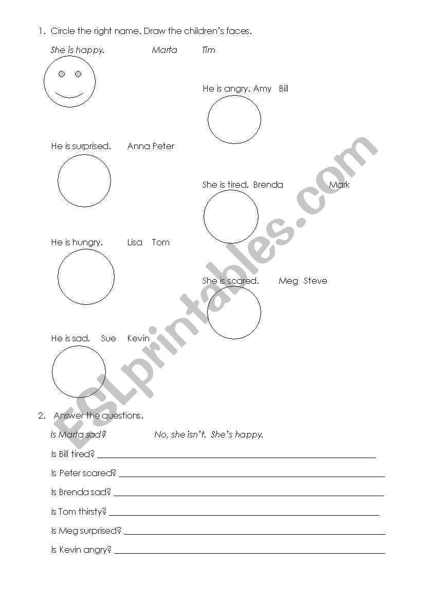 HeÂ´s happy/ SheÂ´s sad worksheet