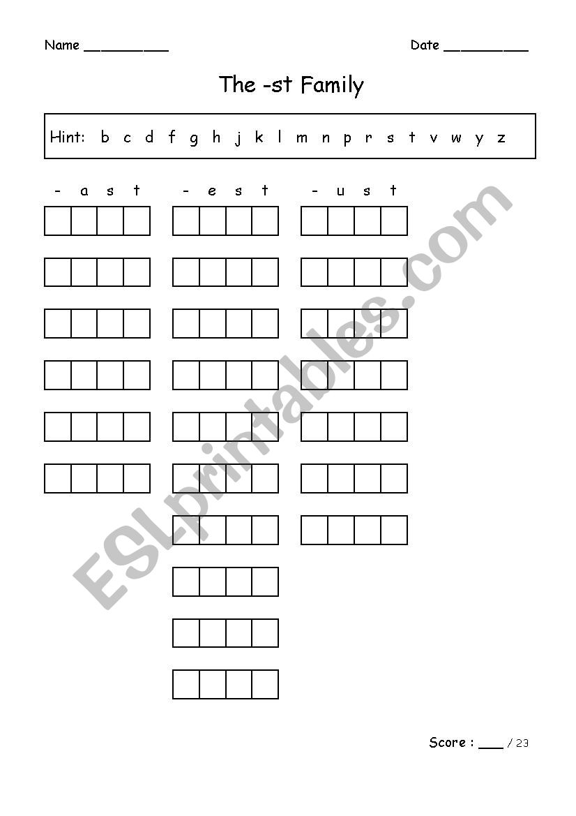 CVCC Words worksheet