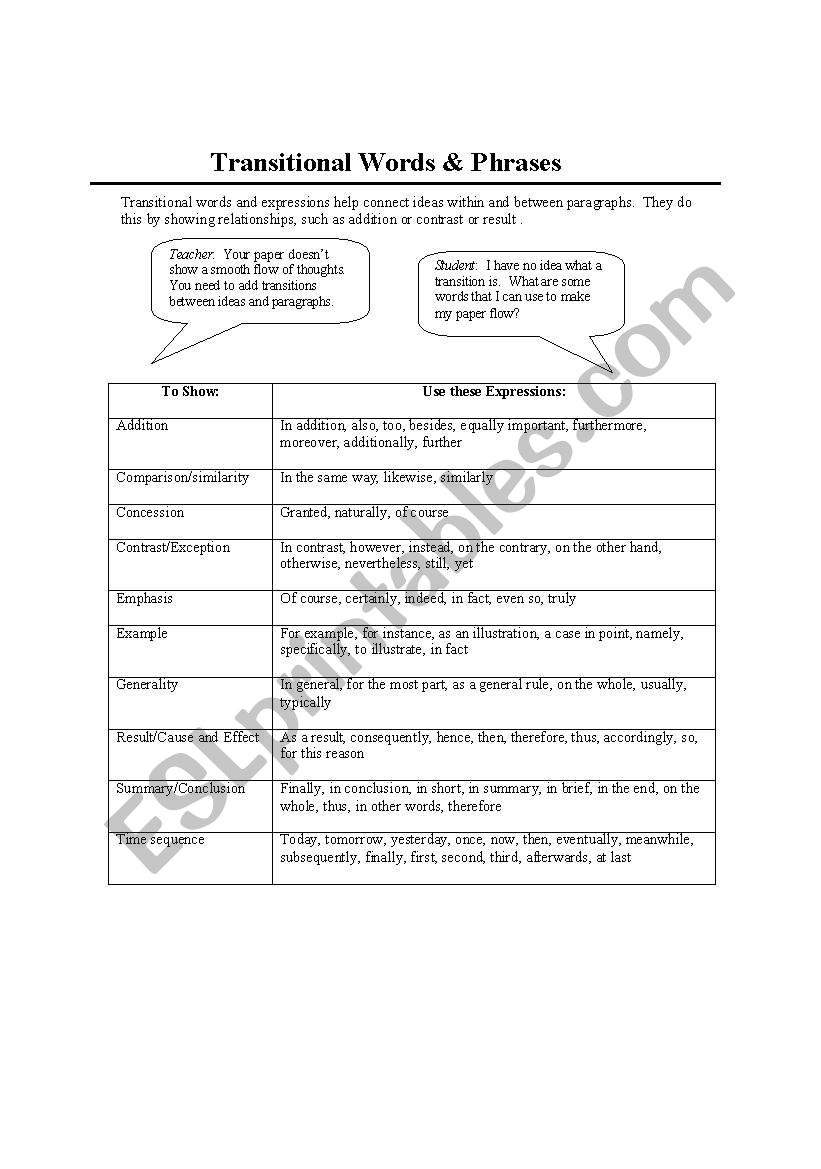 Connectors worksheet