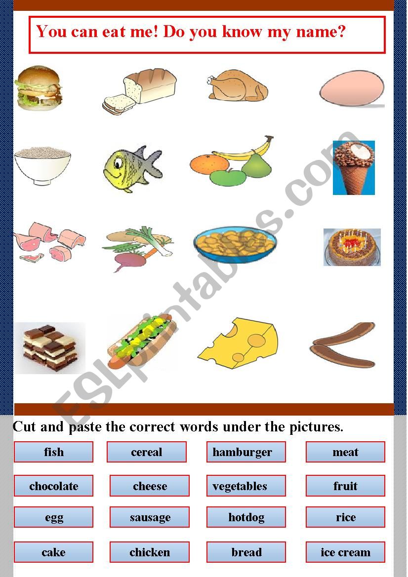 Food: Cut & Paste worksheet