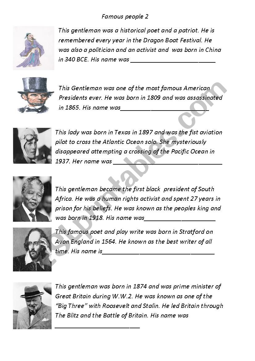 Famous People 2 worksheet