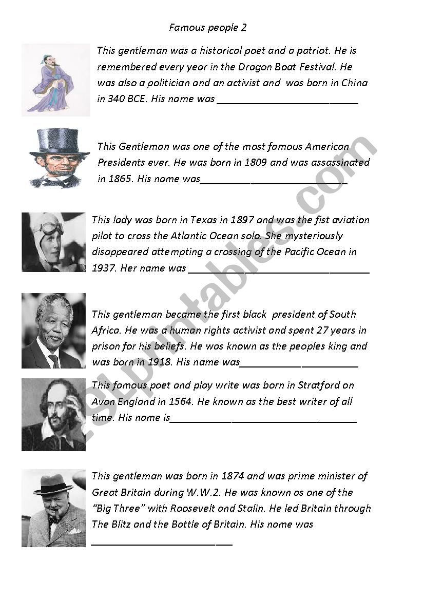 Famous People 2 worksheet