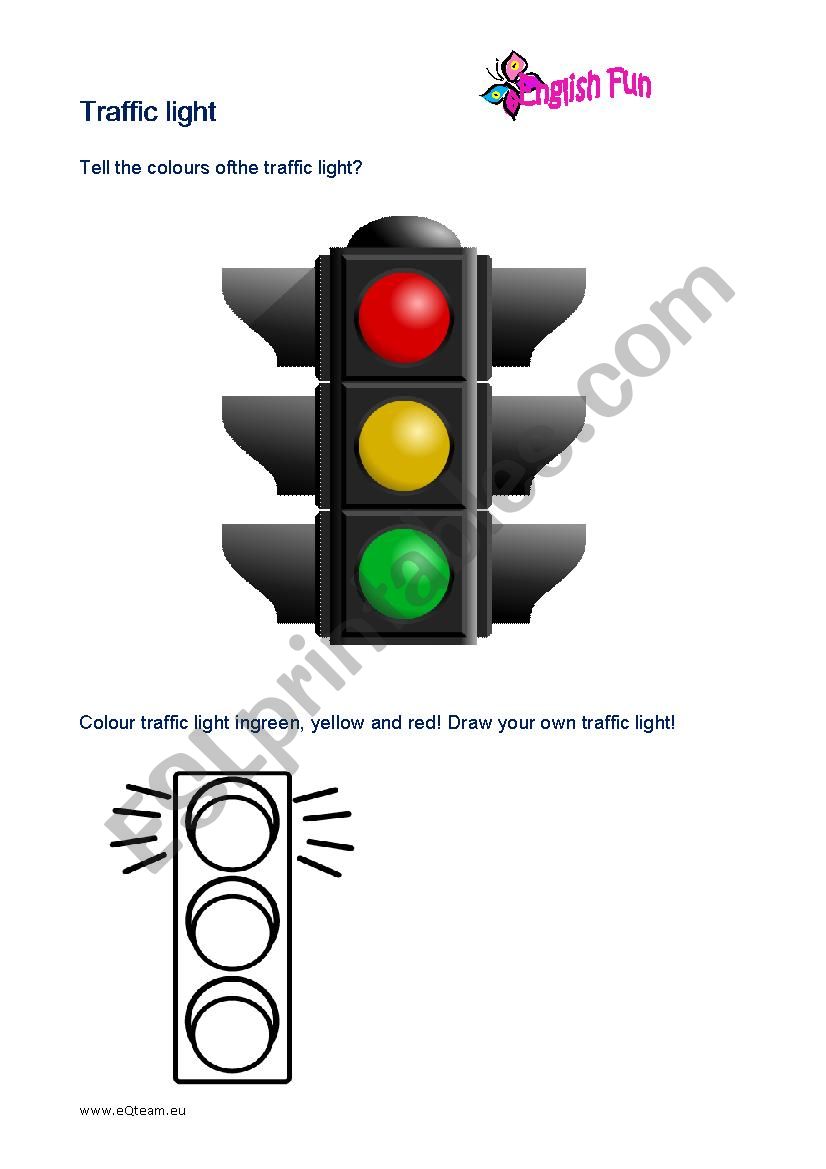 Traffic Light worksheet