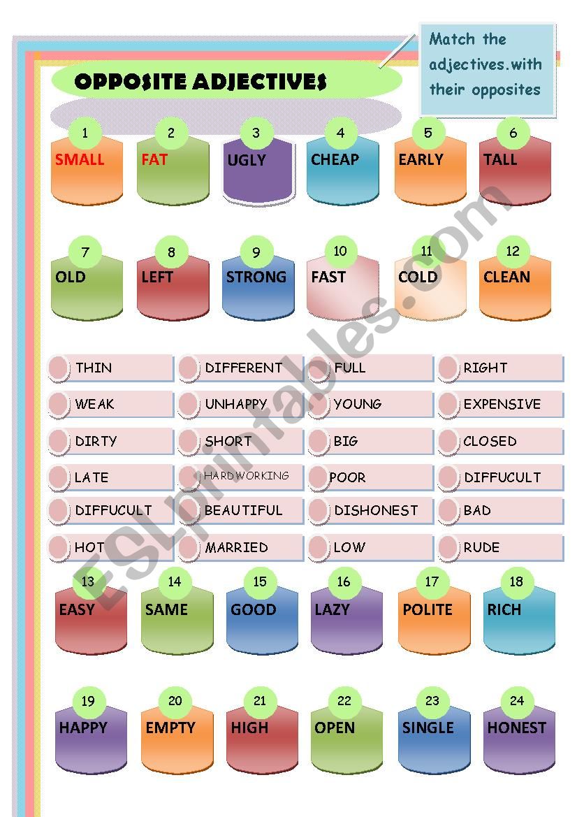 Opposite Adjectives worksheet