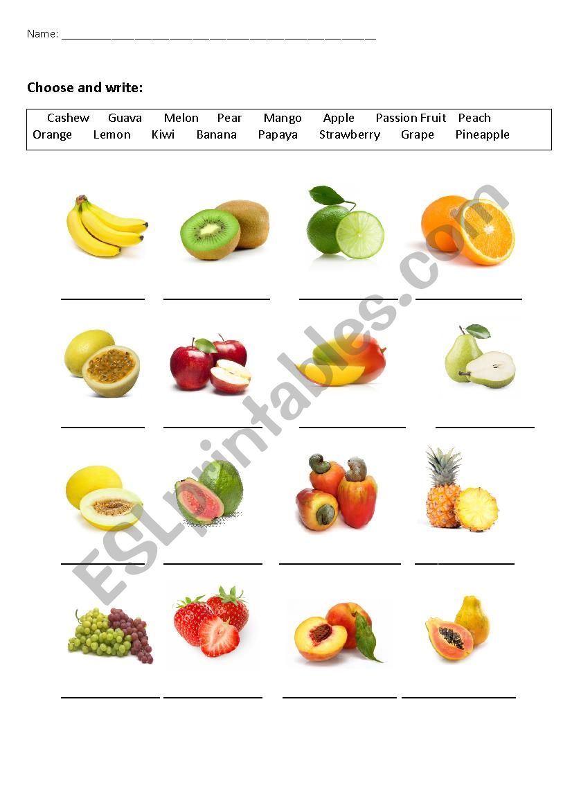 Fruit Exercise worksheet