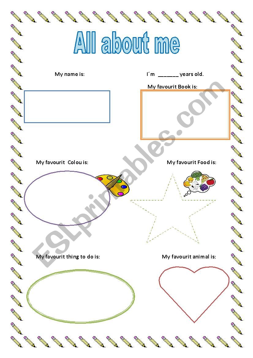 All about me worksheet