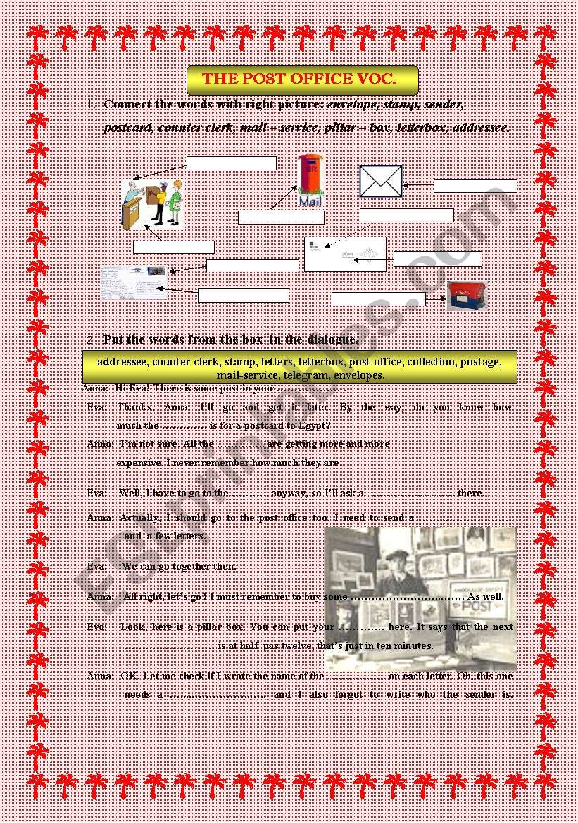 the post office vocabulary worksheet