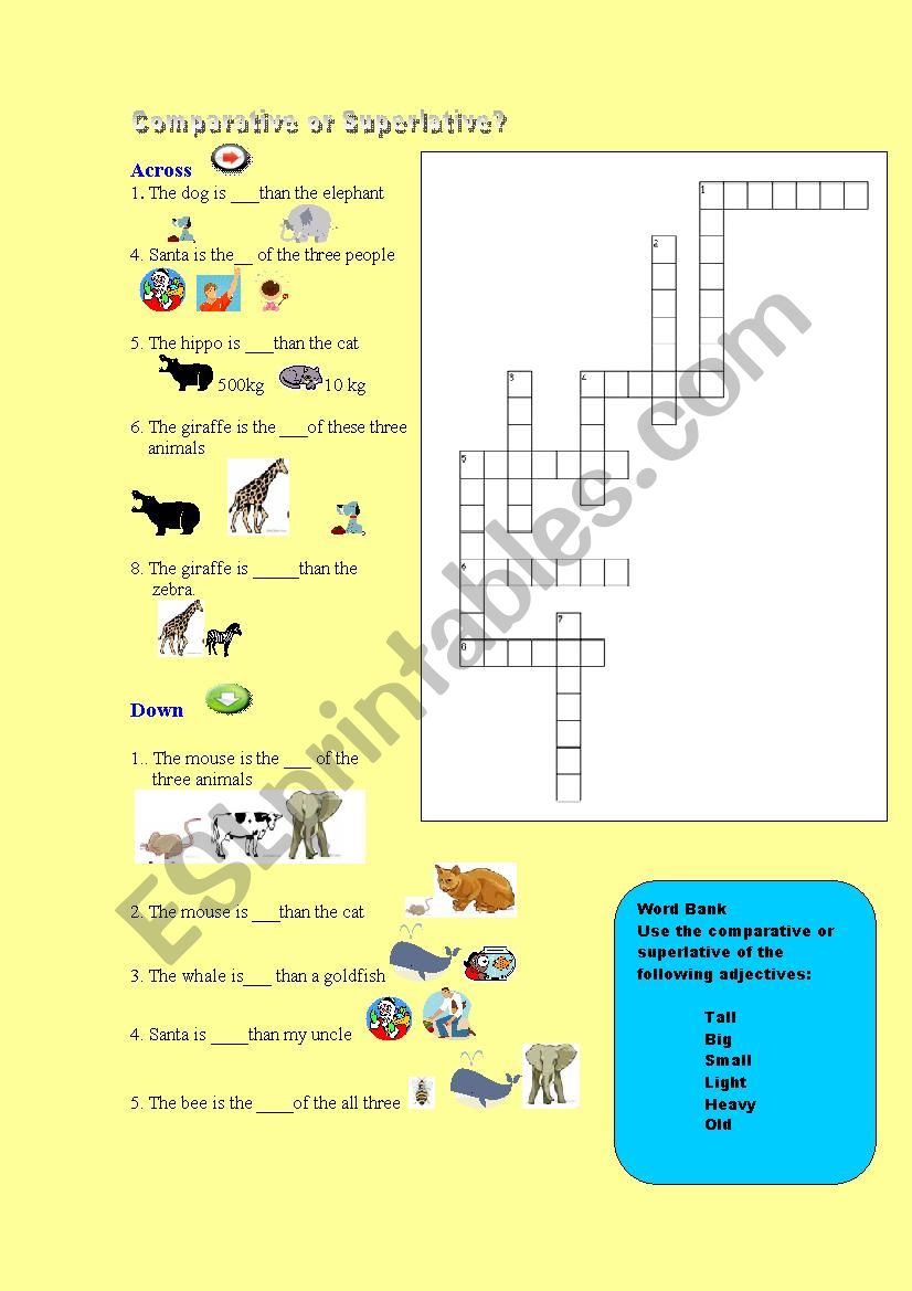 comparatives and superlatives worksheet