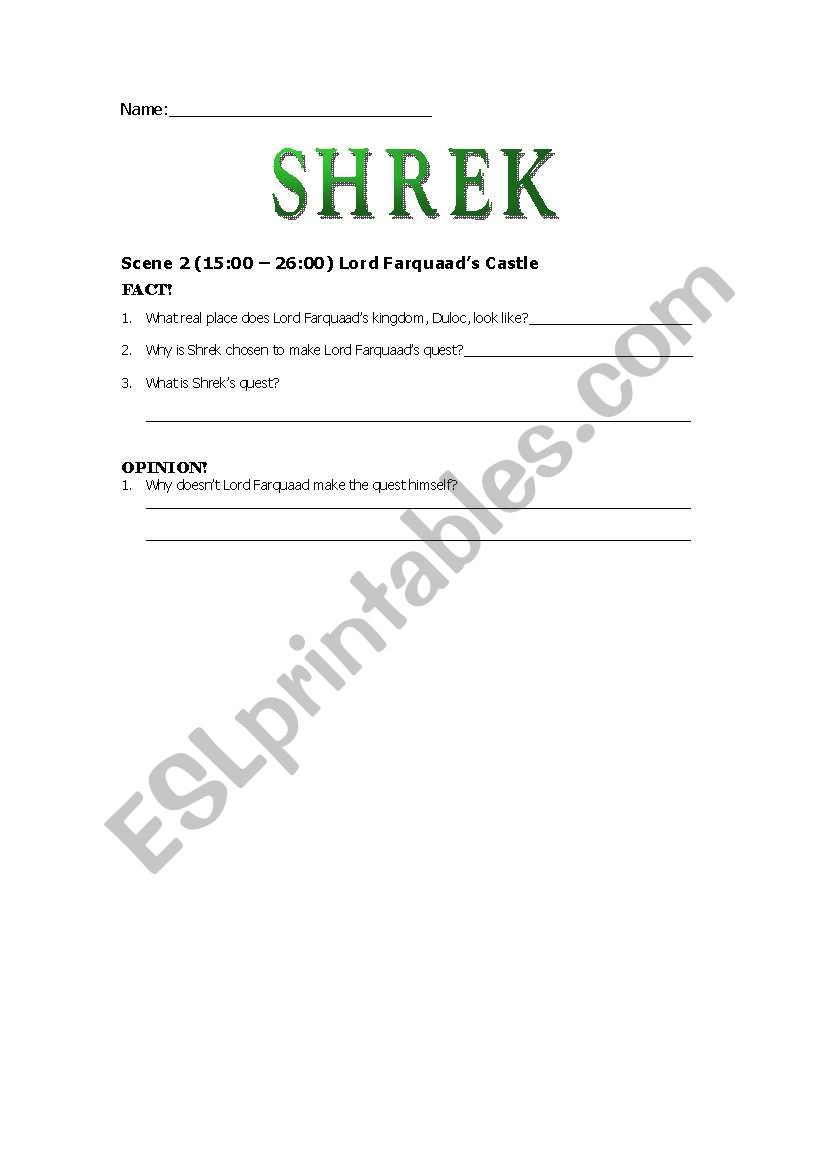 Shrek Teaching Guide / Scenes 2-4