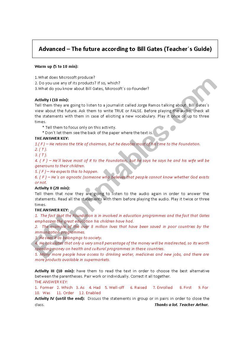 BILL GATES worksheet