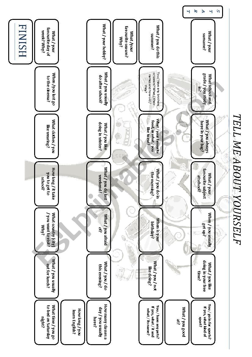 Tell Me About Yourself worksheet