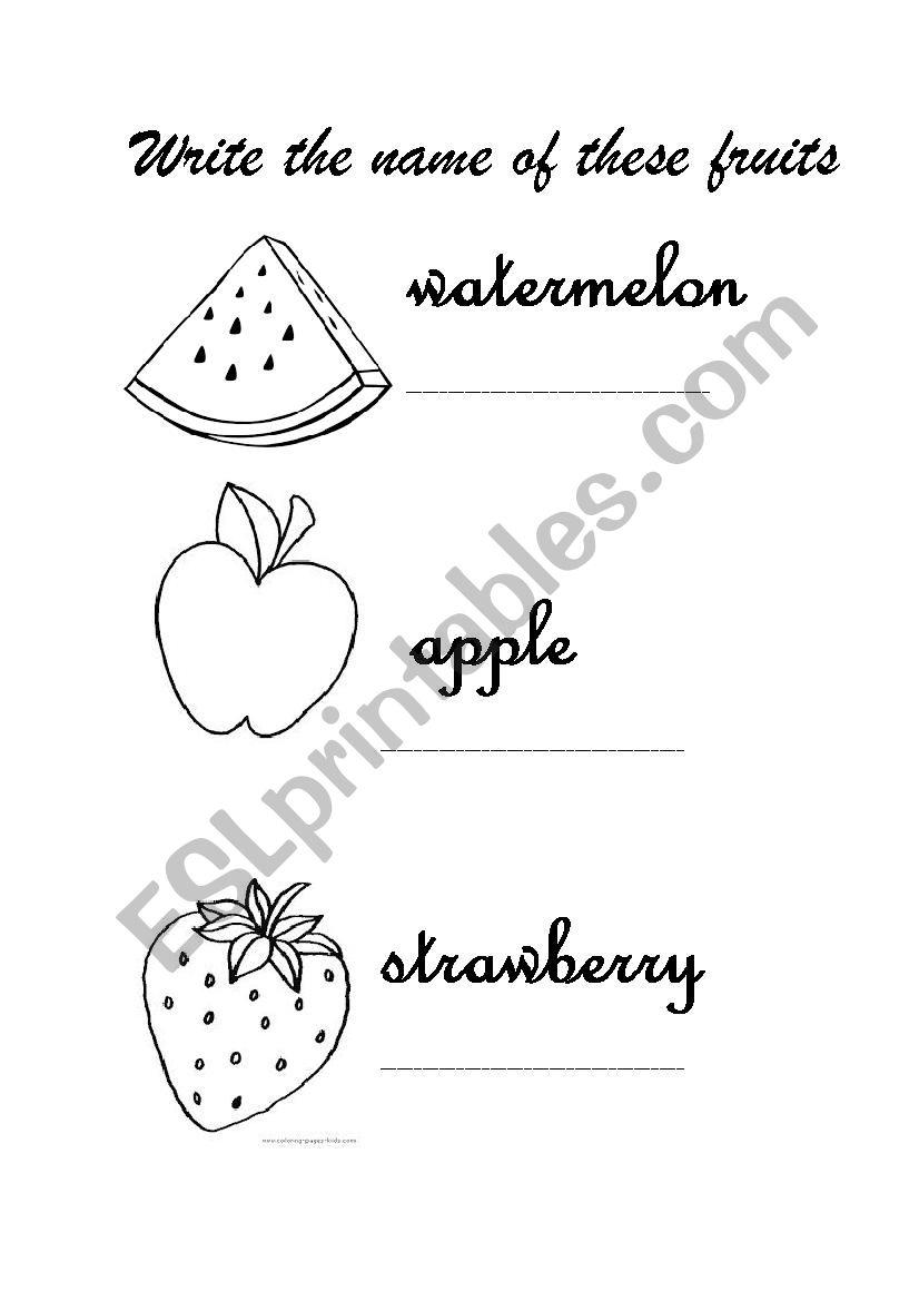 Fruits worksheet worksheet