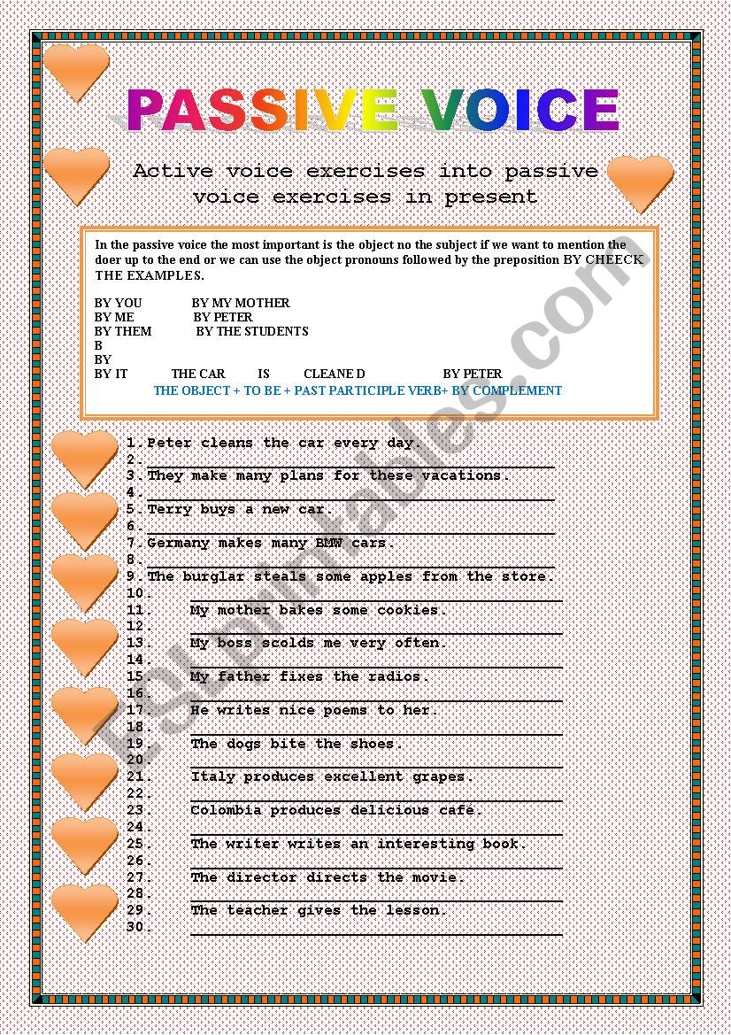 PASSIVE VOICE IN PRESENT worksheet