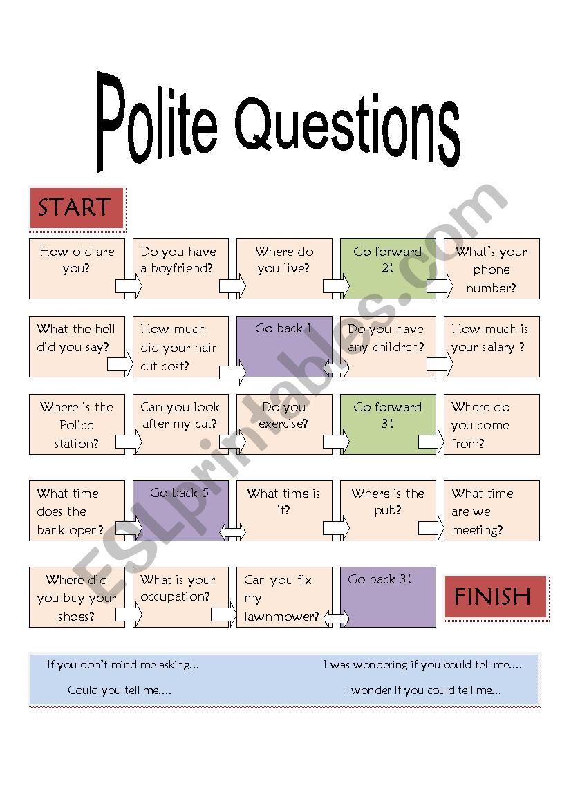 Polite English Board Game worksheet