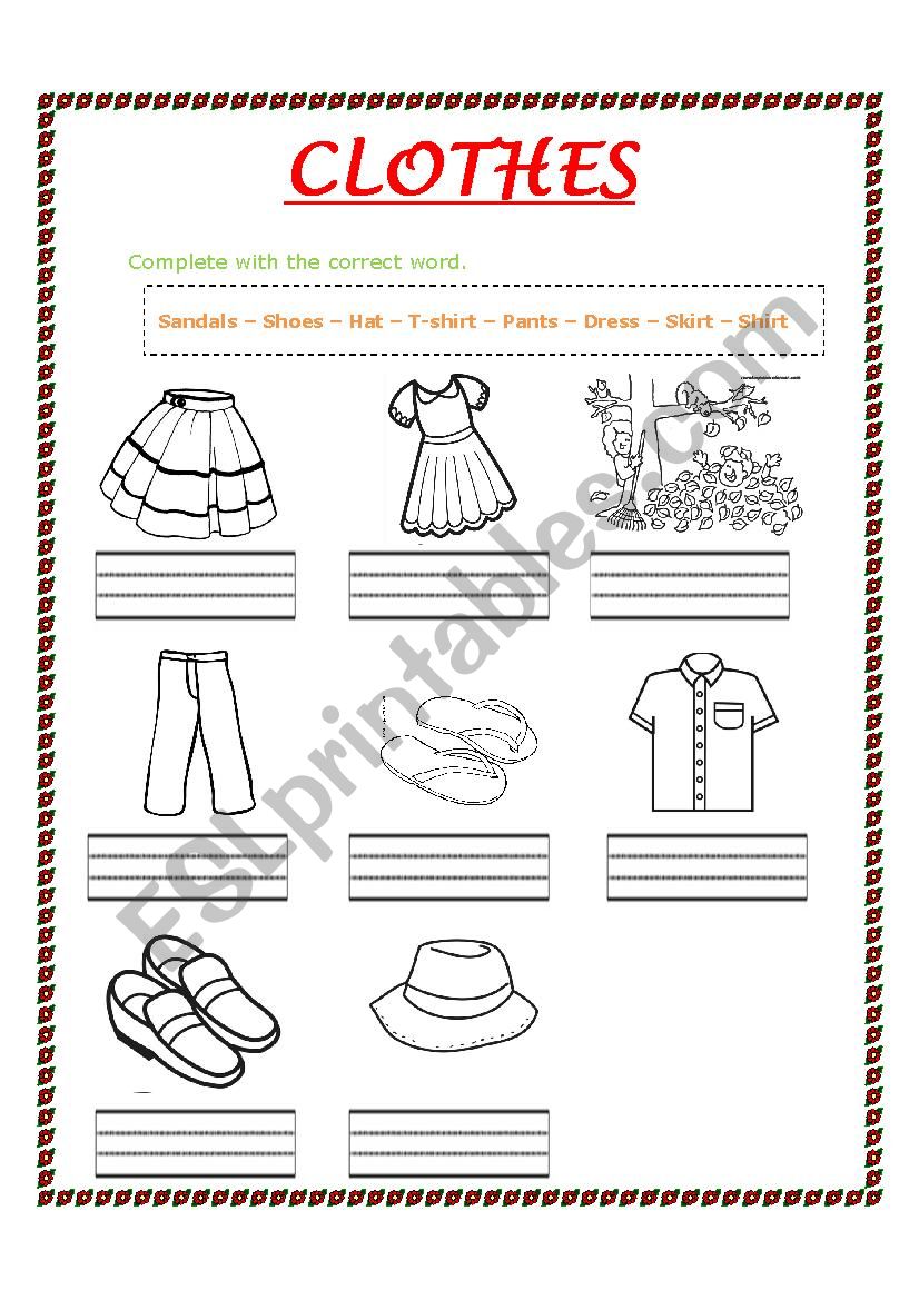 CLOTHES worksheet