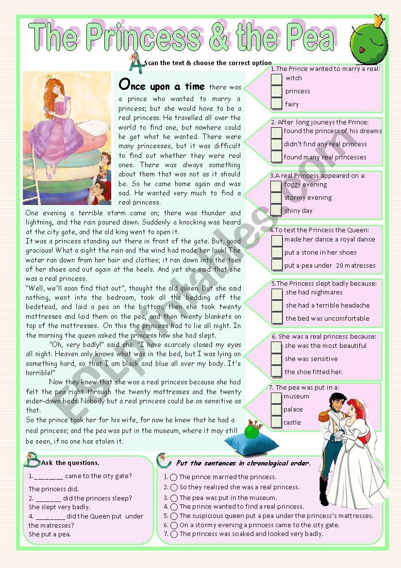 THE PRINCESS & THE PEA worksheet