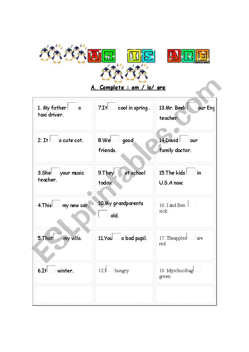 Verb to Be worksheet