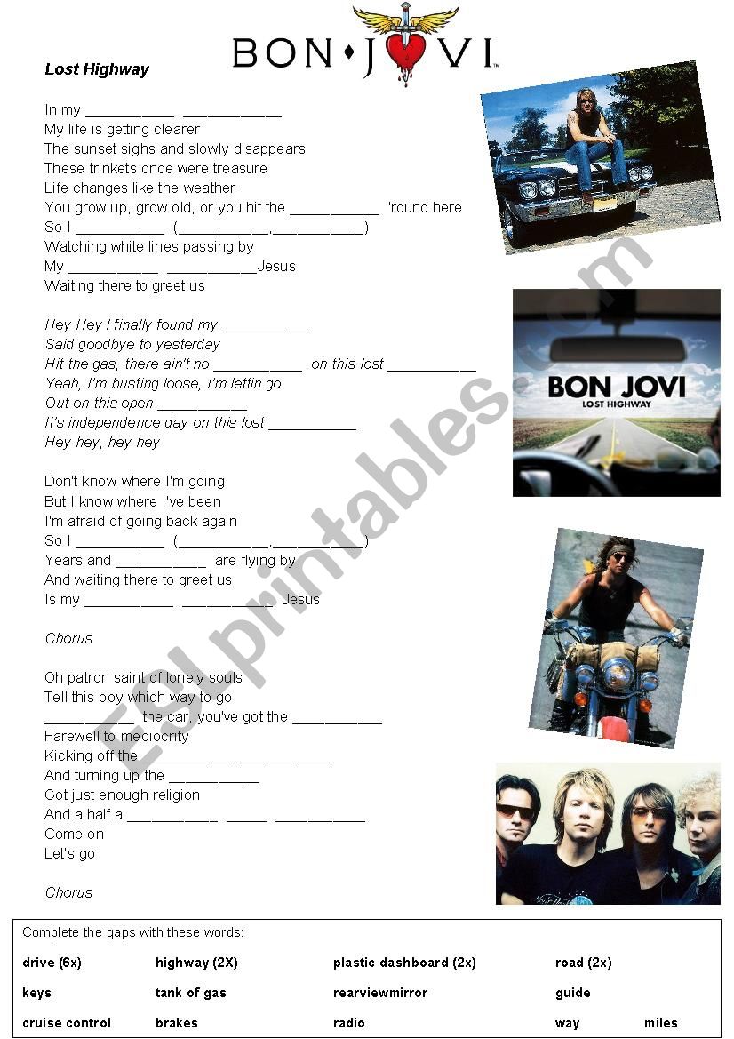 Bon Jovi - Lost Highway worksheet
