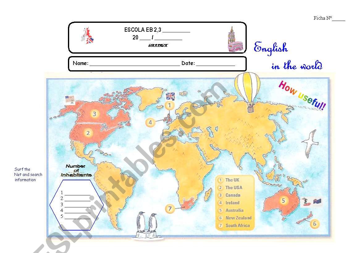 English in the world worksheet