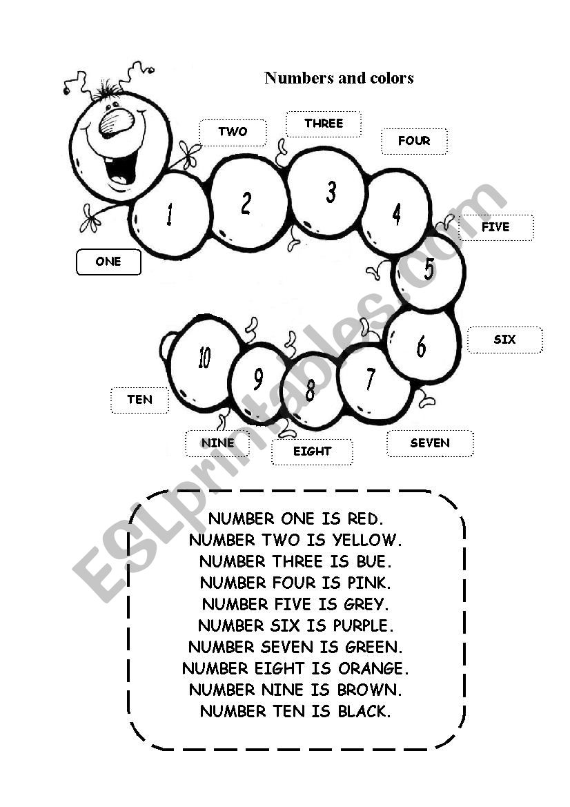 Numbers and colors worksheet