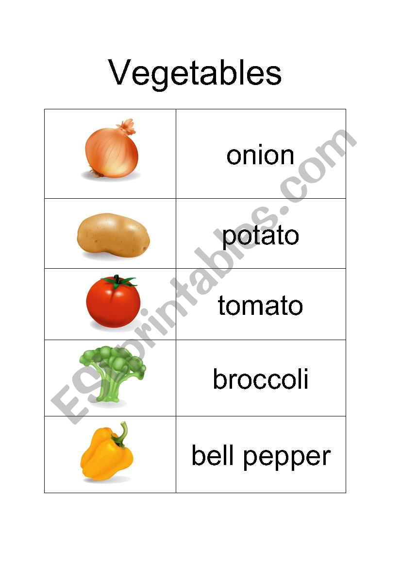 Vegetables worksheet