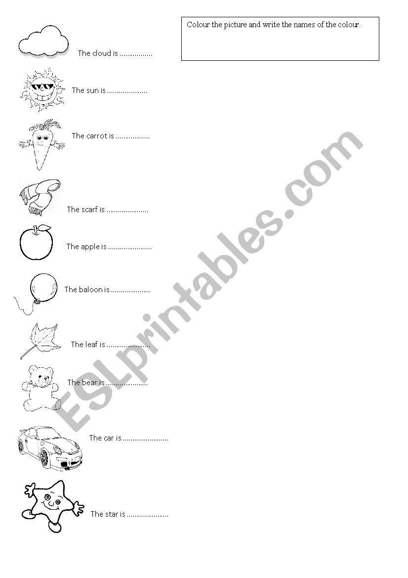 colours  worksheet