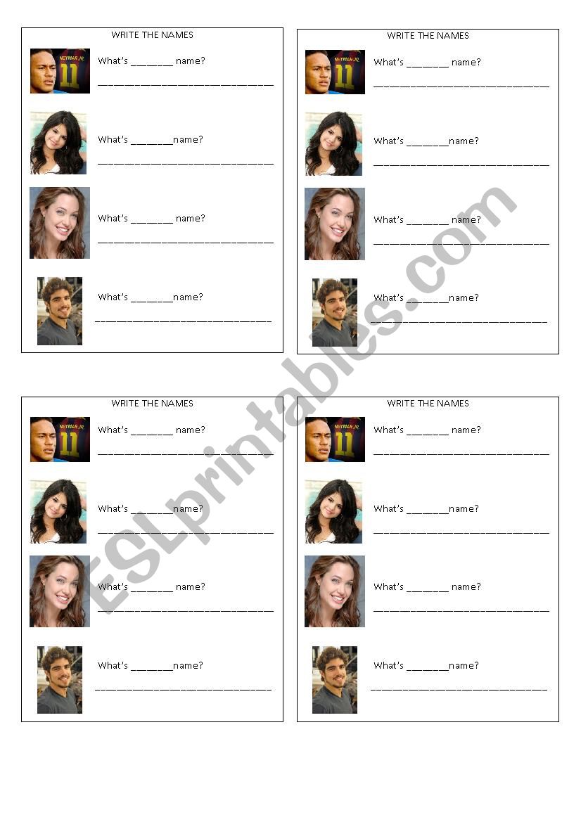 HIS- HER /WRITE THE NAMES worksheet