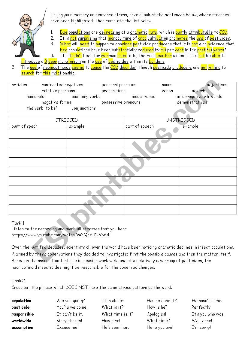 sentence stress worksheet