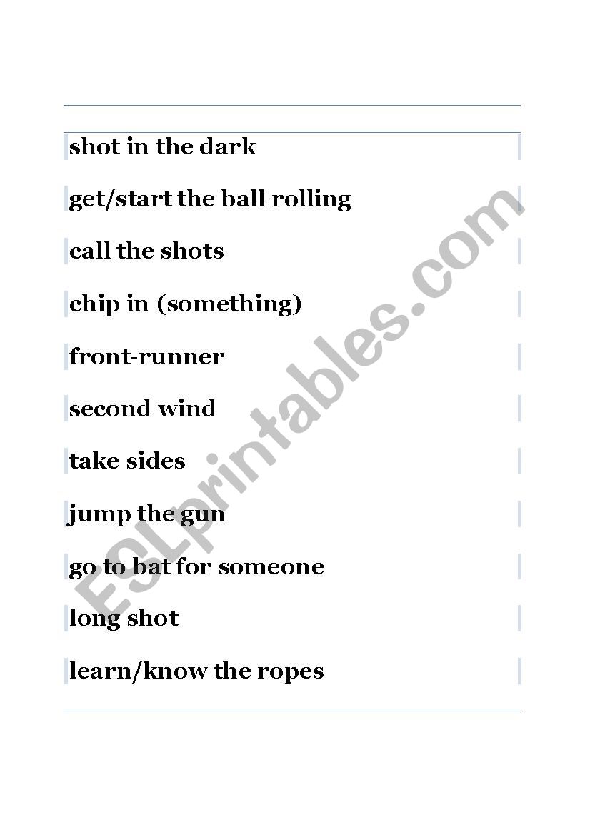 Phrasal verbs based on sports worksheet