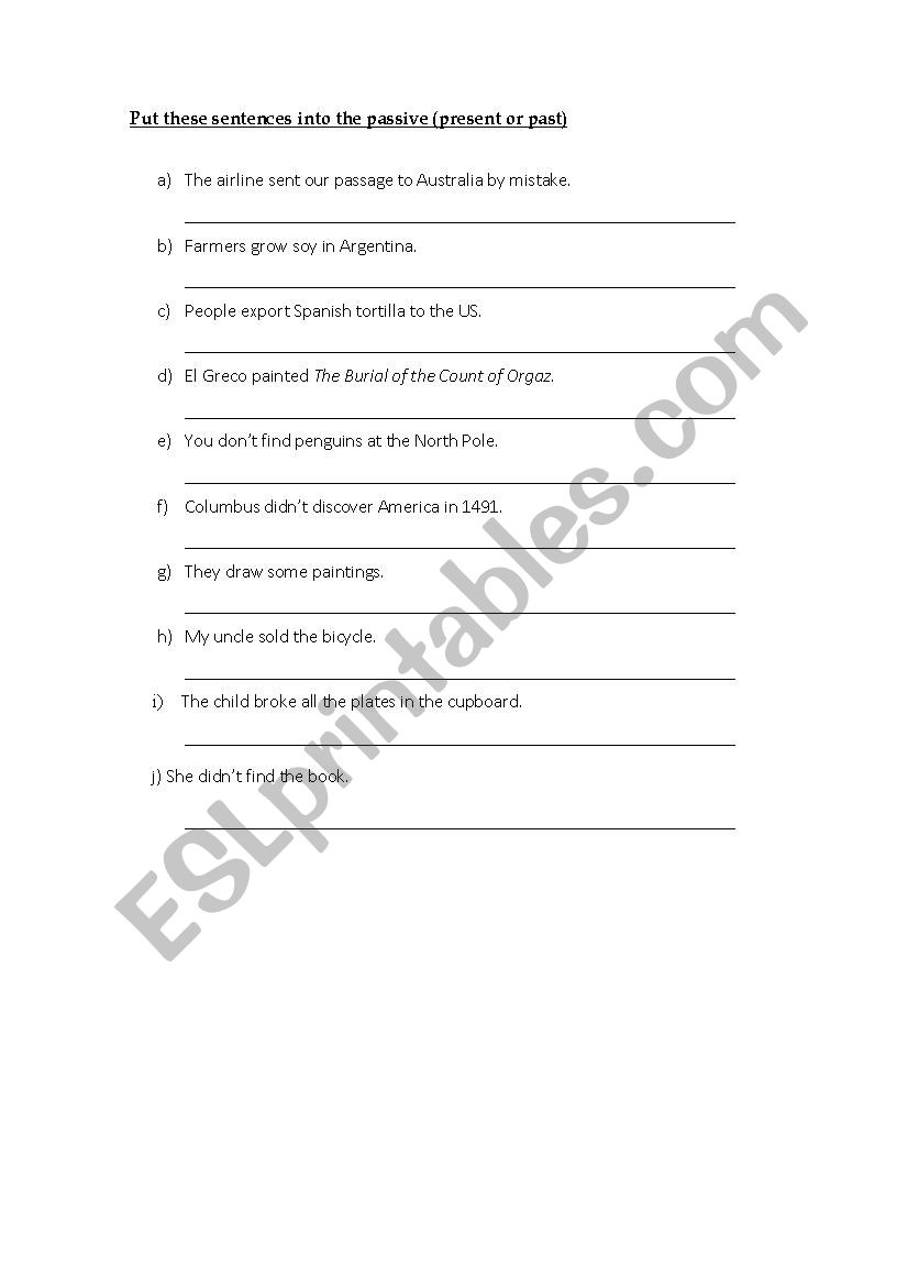 present and past passive worksheet