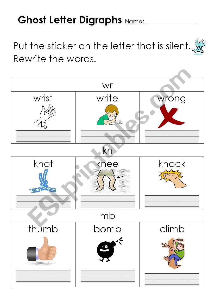 Ghost Letter Digraphs  worksheet