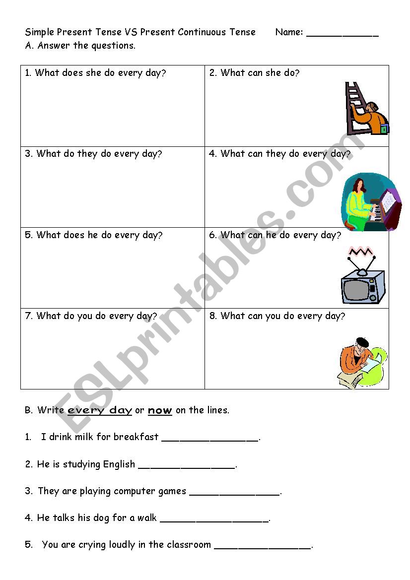 Simple Present VS Present Continuous Tense