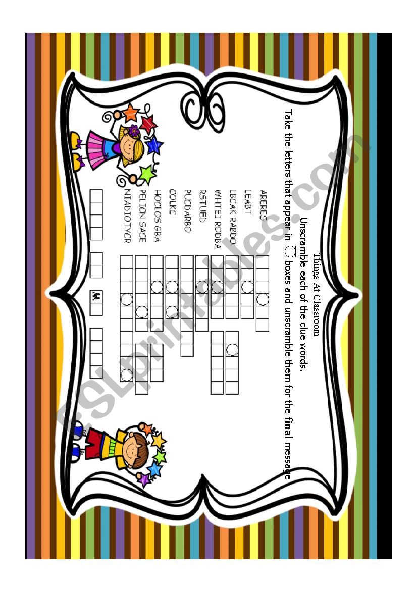 Things at Classroom worksheet