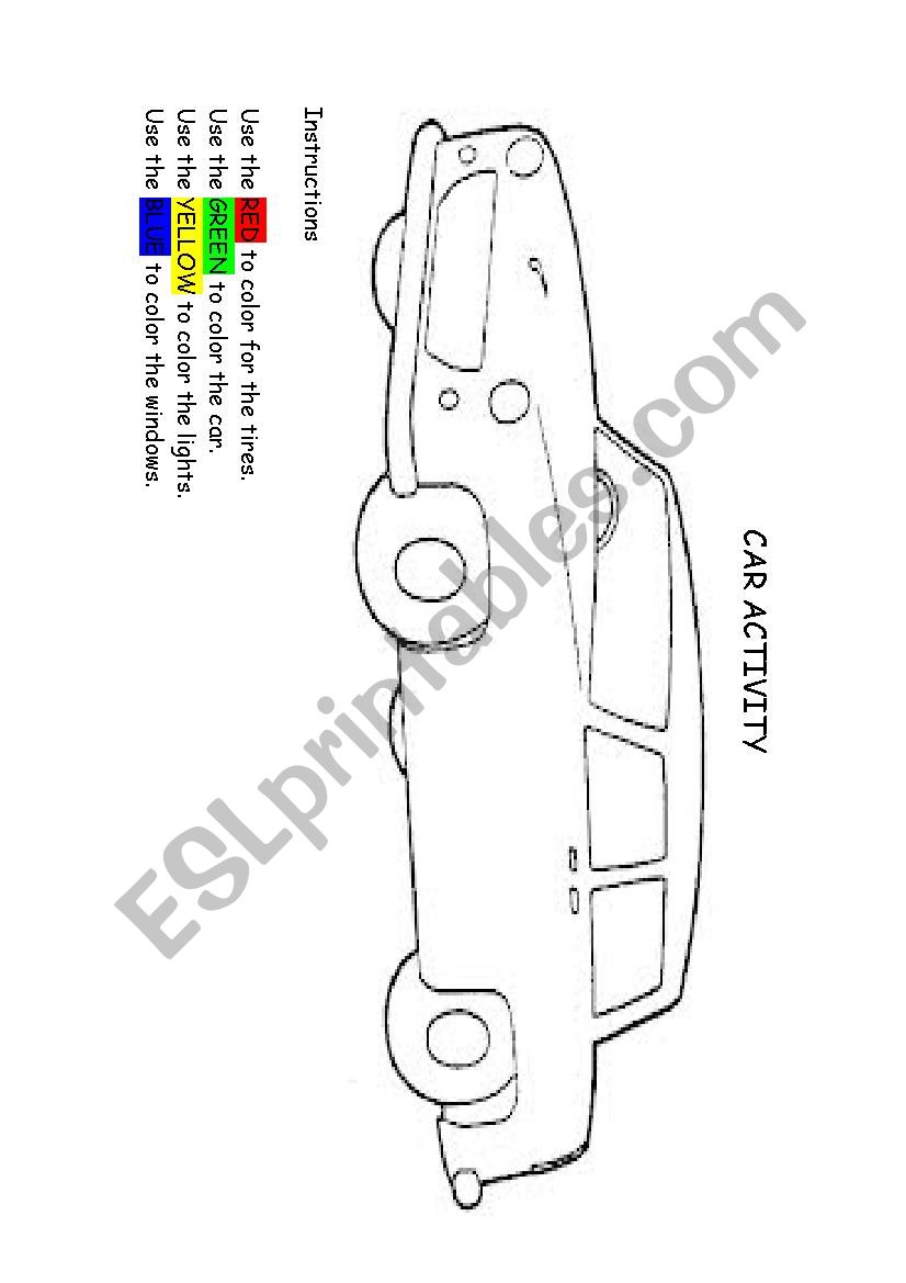 Car activity worksheet