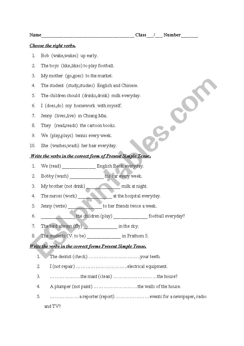 Present Past Future Tense worksheet