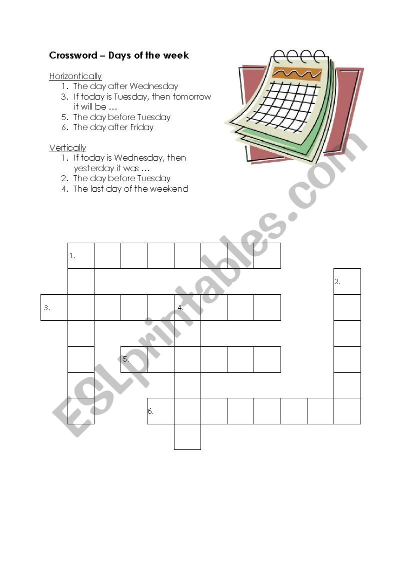 Crossword worksheet