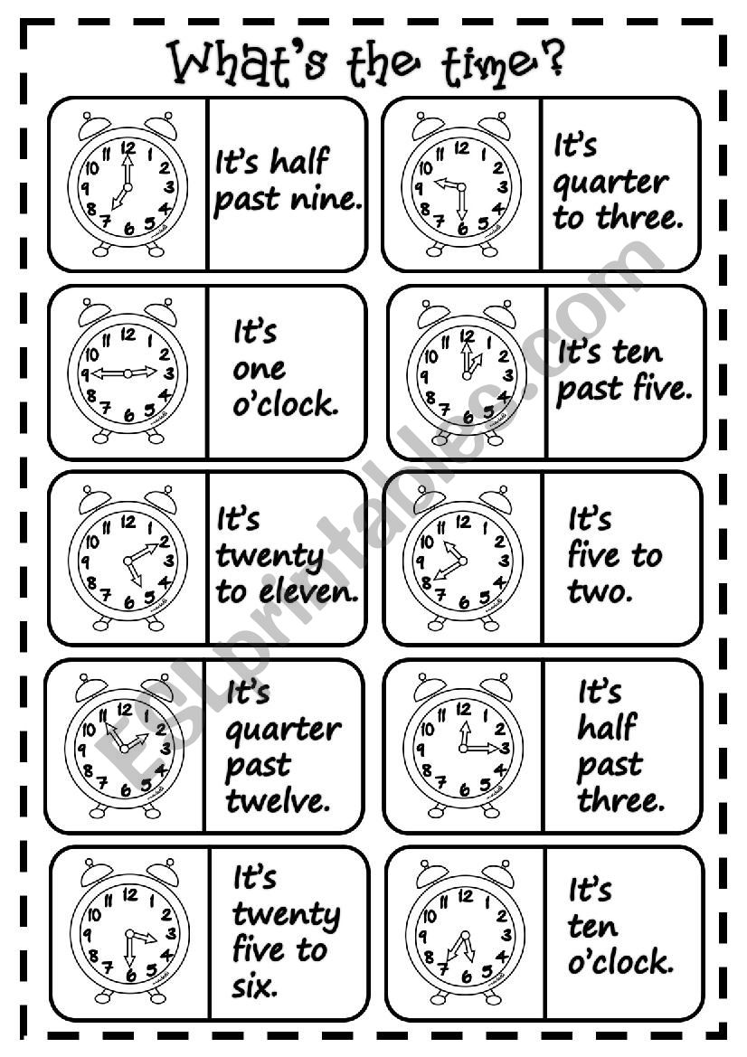 Whats the time? - dominoes worksheet
