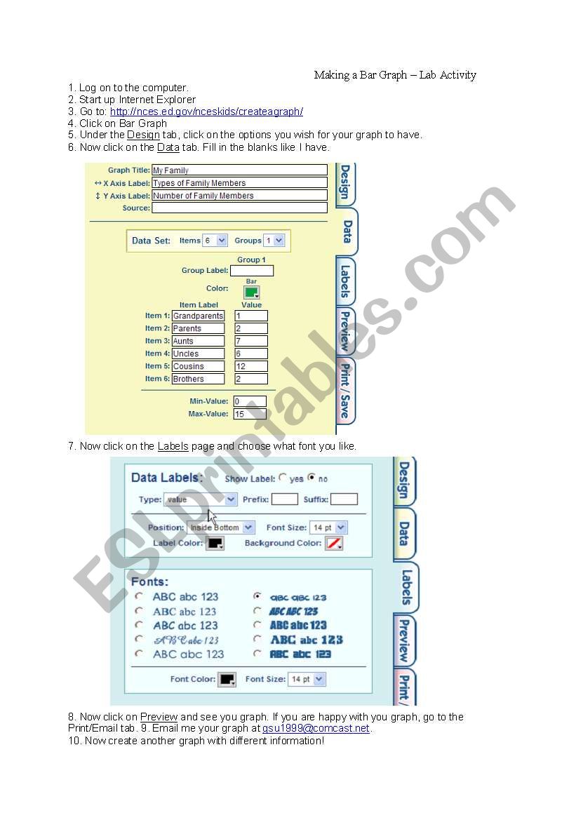 Internet Graph Activity worksheet