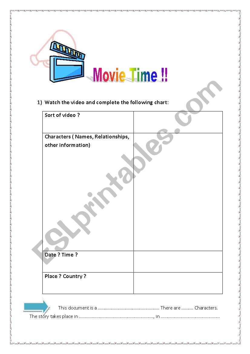 Robot and Frank trailer worksheet