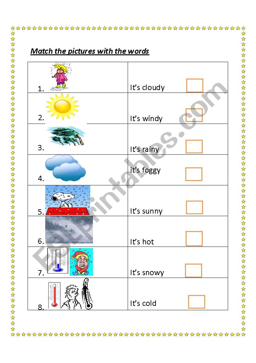 Weather matching words worksheet