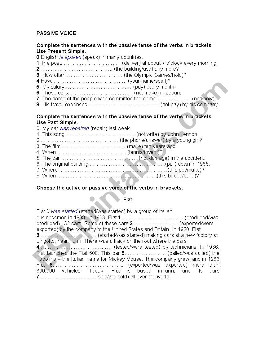 passive voice worksheet