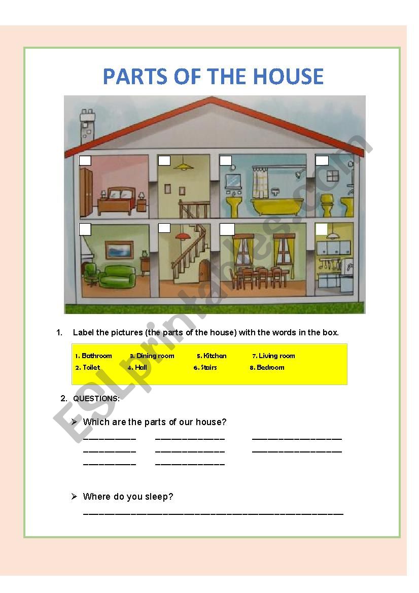 PARTS OF THE HOUSE worksheet
